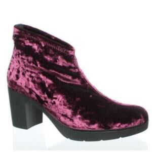 NEW Toni Pons Finley Pull On Bootie Boots Burgundy Lycra Velvet 40